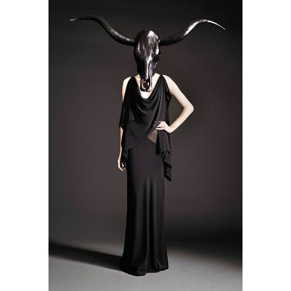 Gareth Pugh Black Draped Grecian Sheer Cut Out Dress Gown