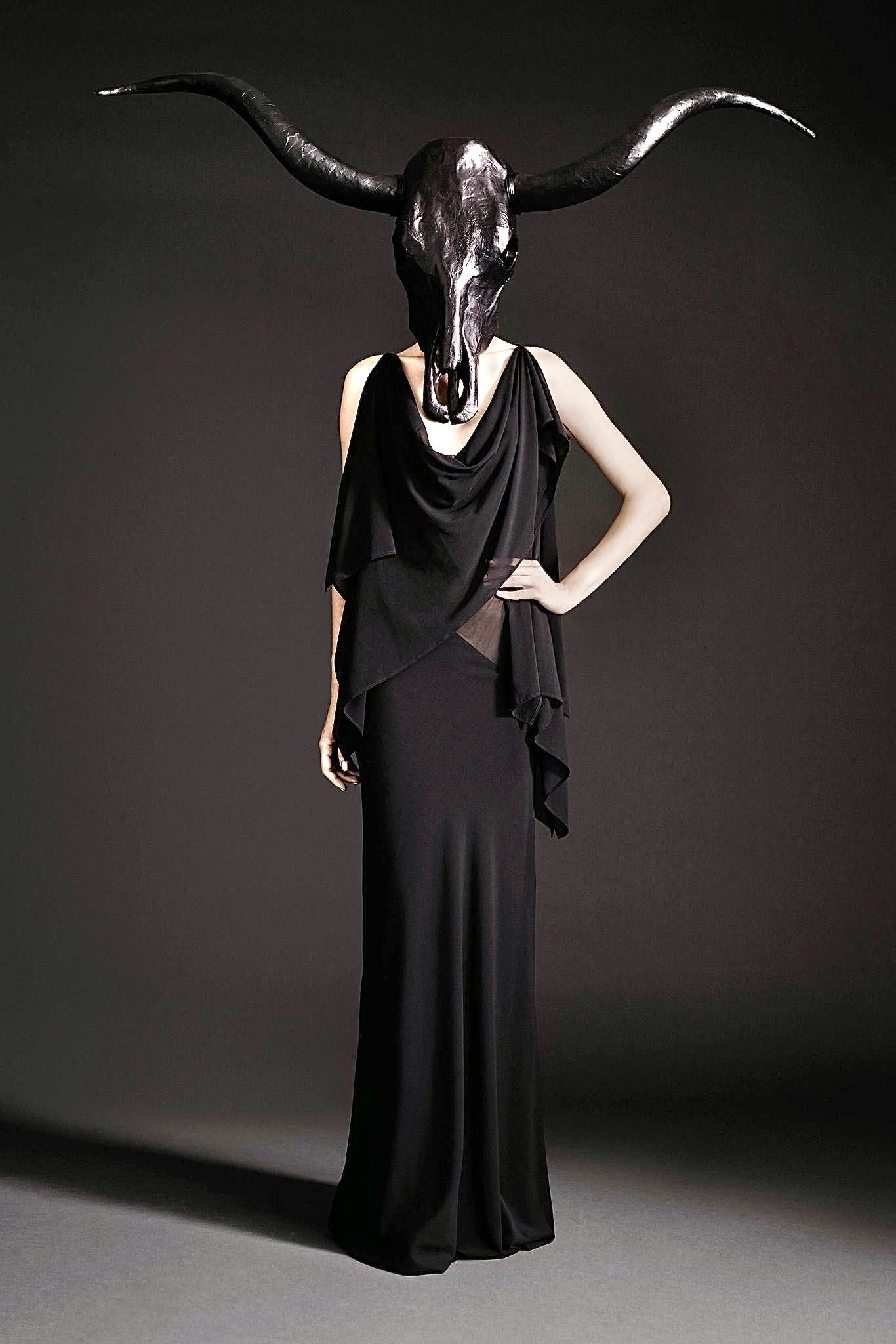 Gareth Pugh Black Draped Grecian Sheer Cut Out Dress Gown Gareth Pugh Black Draped Grecian Sheer Cut Out Dress Gown