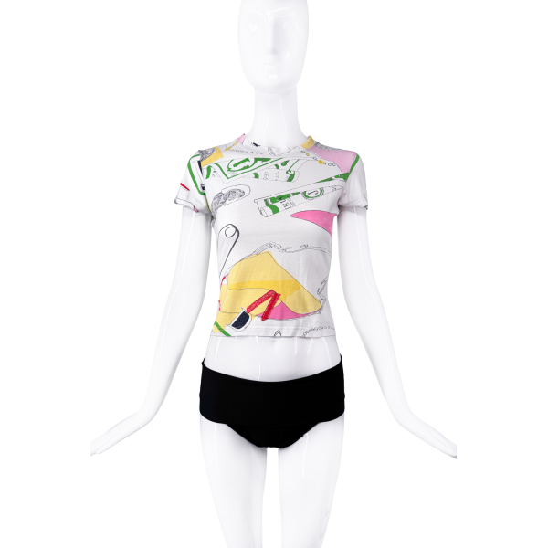 Christian Dior Multi Color Money Clutch Print Graphic Top