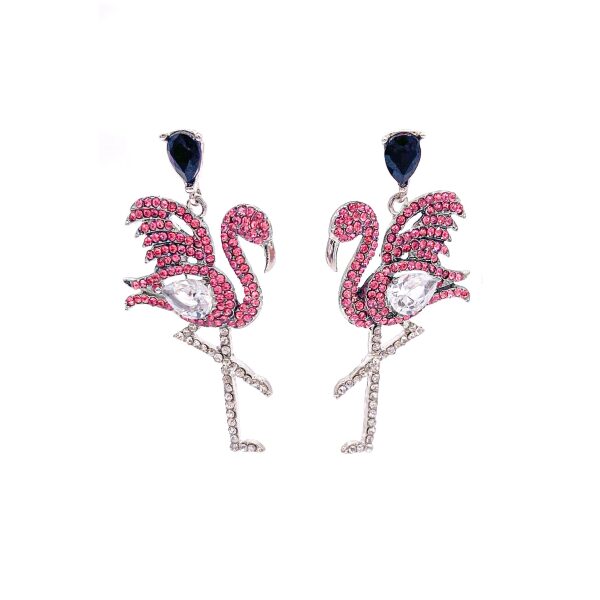 Vintage Flamingo Rhinestone Earrings