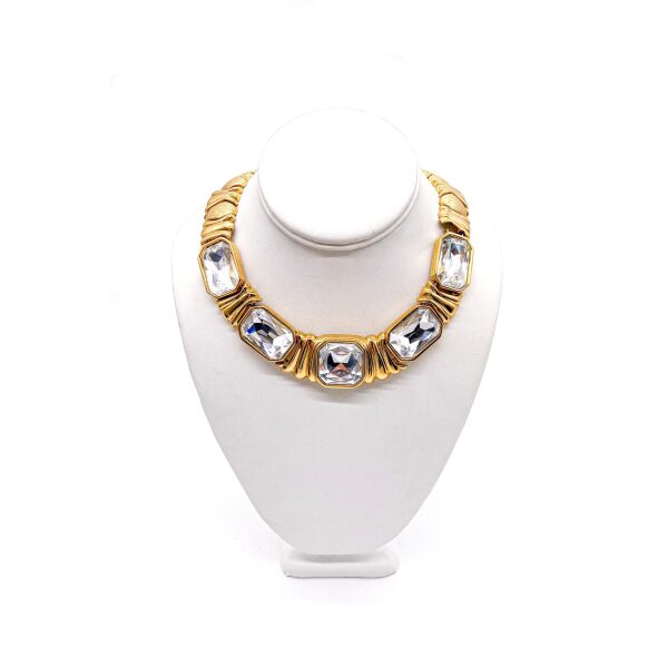 Yves Saint Laurent Gold Chunky Diamond Square 1980’s Necklace