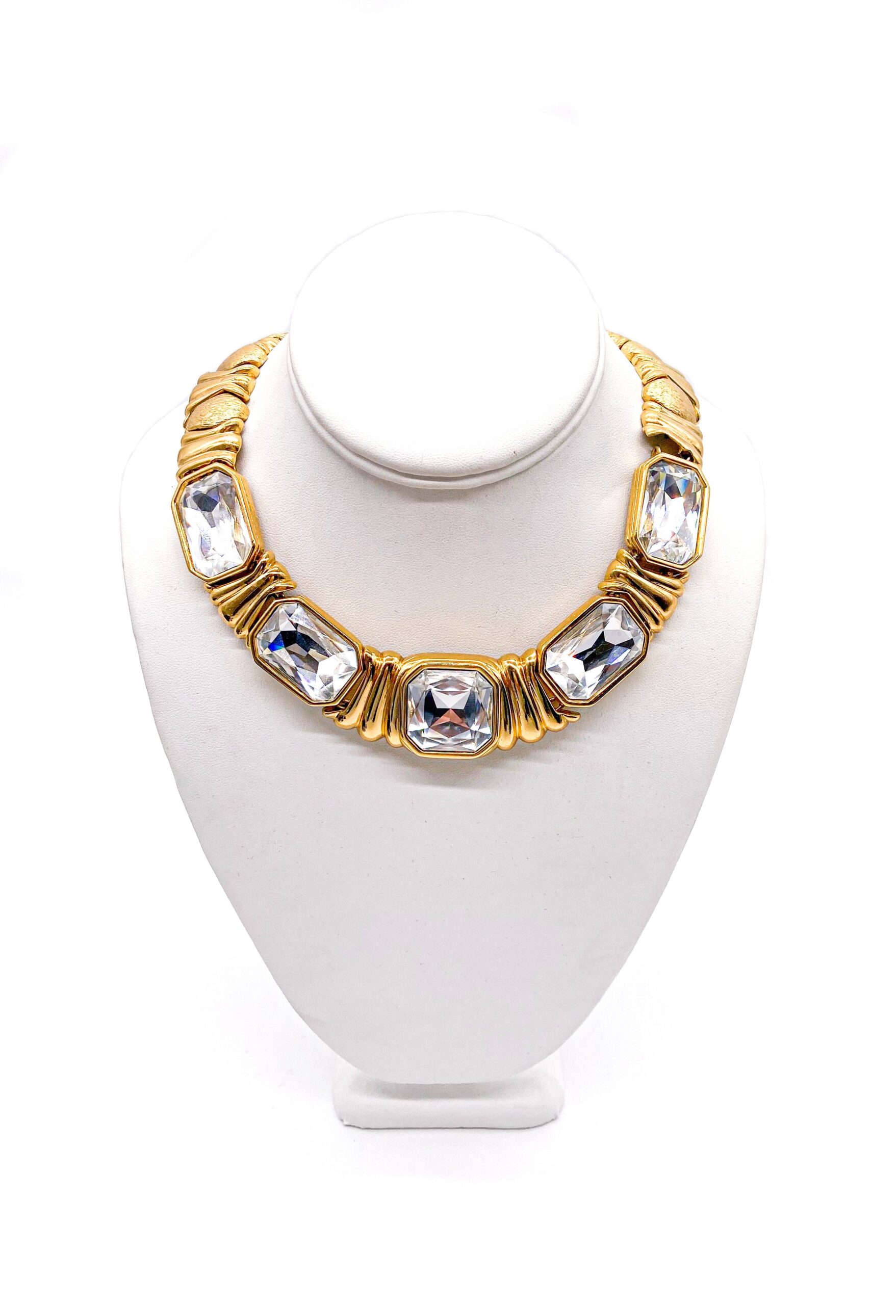 Yves Saint Laurent Gold Chunky Diamond Square 1980’s Necklace Yves Saint Laurent Gold Chunky Diamond Square 1980’s Necklace