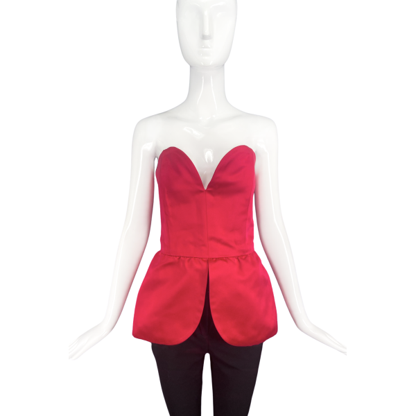 Saint Laurent Rive Gauche Red Satin Heart Bustier Top
