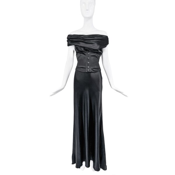 Collette Dinnigan Black Silk Dress Gown