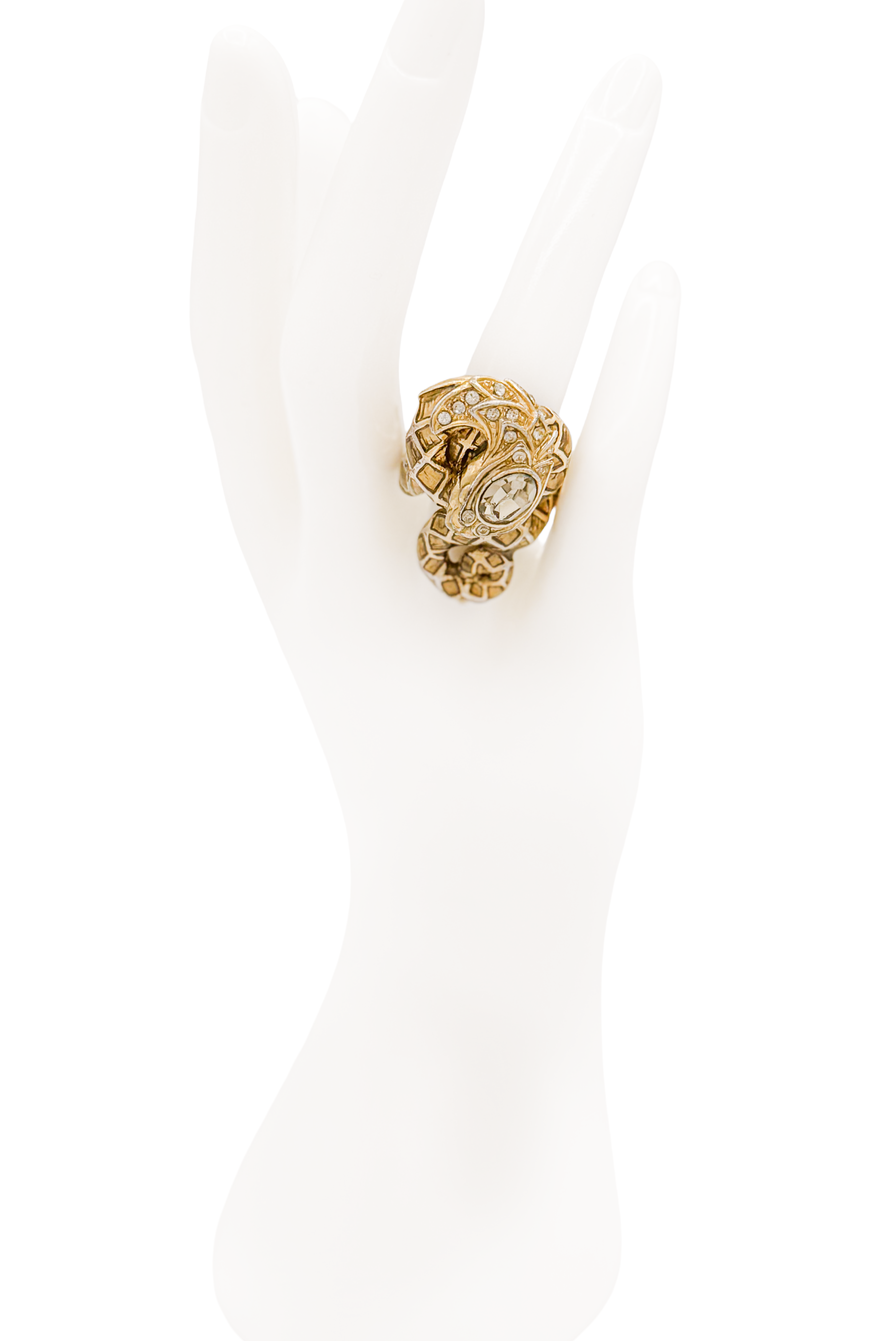 Roberto Cavalli Gold and Crystal Snake Ring Roberto Cavalli Gold and Crystal Snake Ring