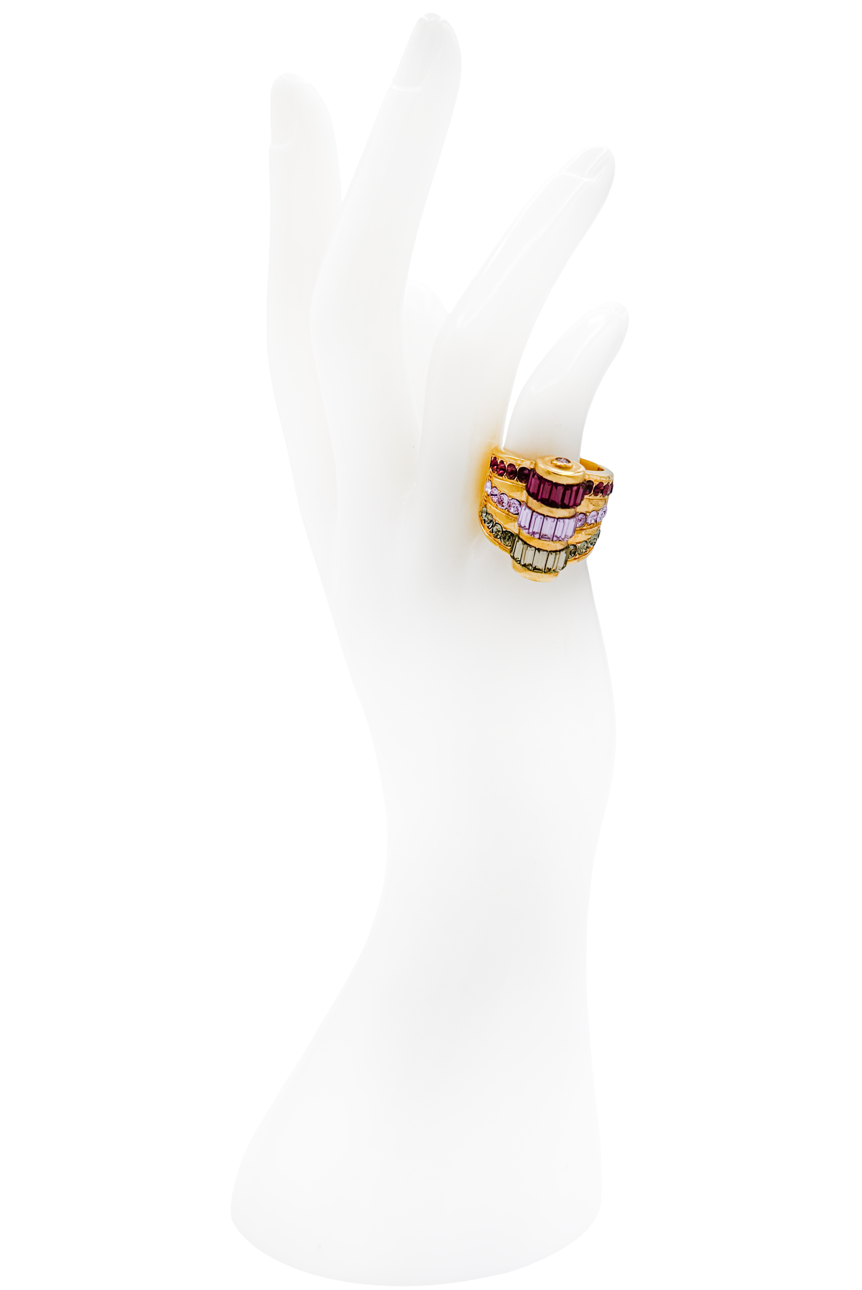 Etro Gold W/ Red Purple and Green Crystal Band Ring Etro Gold W/ Red Purple and Green Crystal Band Ring
