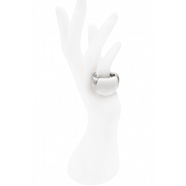 Calvin Klein Silver White Glass Oversized Ring