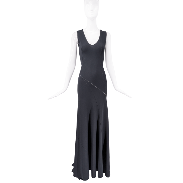 Alaia Dark Grey Cut Out Bias Cut Dress Gown