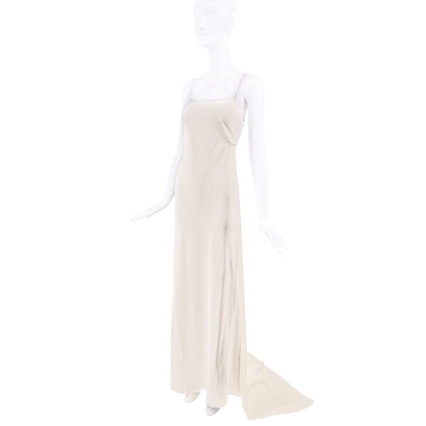 Claude Montana Beige Creme Waterfall Slip Gown
