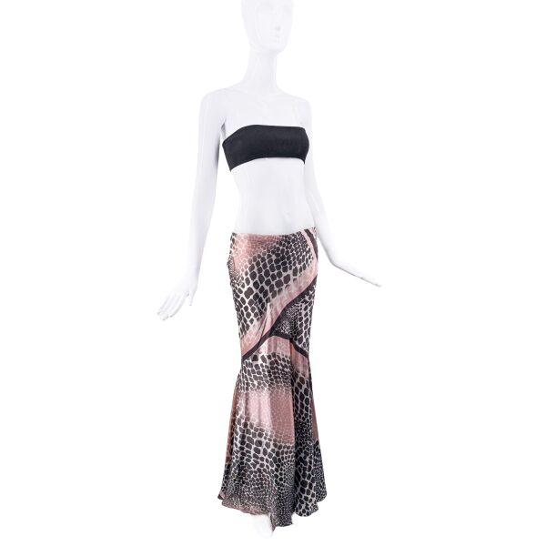 Roberto Cavalli Pink & Brown Giraffe Print Skirt Runway 2003/2004
