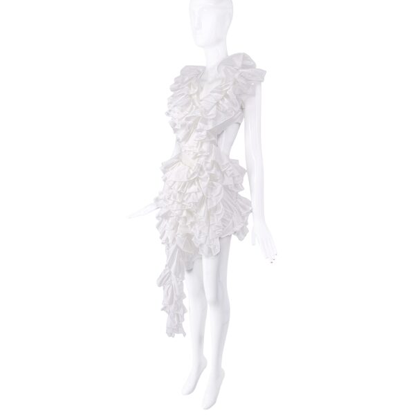 AKNVAS White Ruffle Cut Out Dress