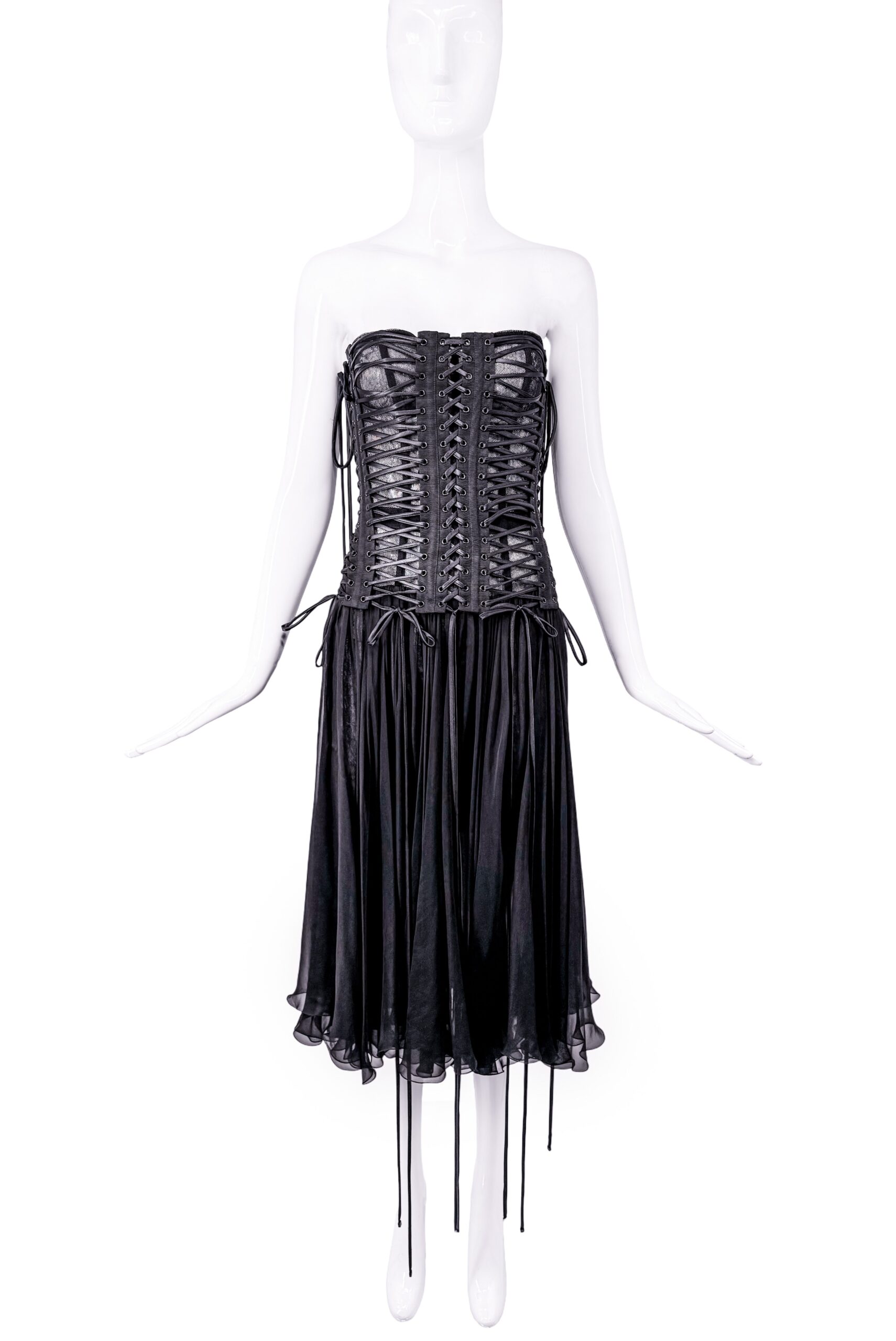 Dolce & Gabbana Black Corset Strippy Strap Draped Dress Dolce & Gabbana Black Corset Strippy Strap Draped Dress