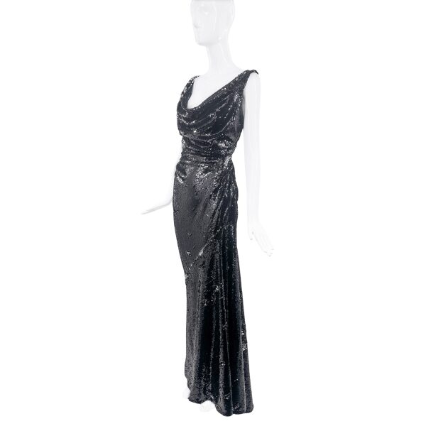 Vivienne Westwood Black Sequin Bias Cut Dress Gown