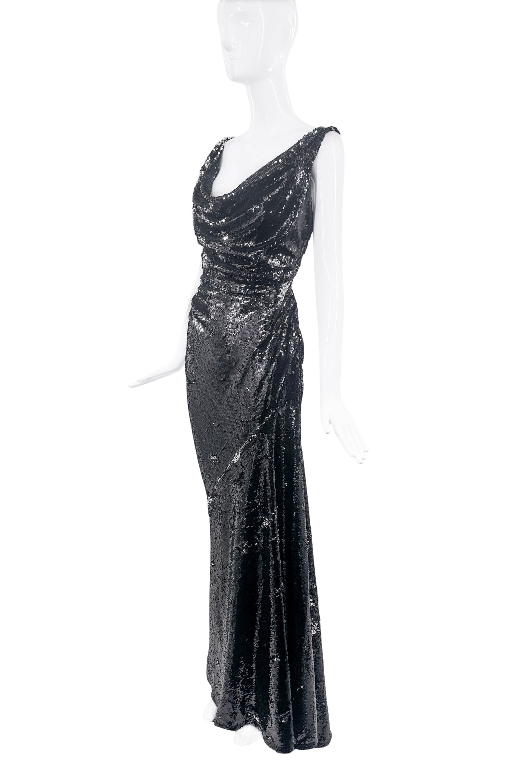 Vivienne Westwood Black Sequin Bias Cut Dress Gown Vivienne Westwood Black Sequin Bias Cut Dress Gown