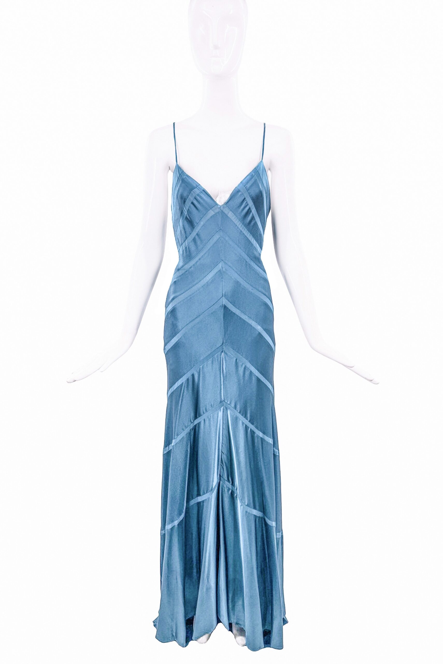 Vintage Blue Cut Out Mesh Dress Gown Vintage Blue Cut Out Mesh Dress Gown
