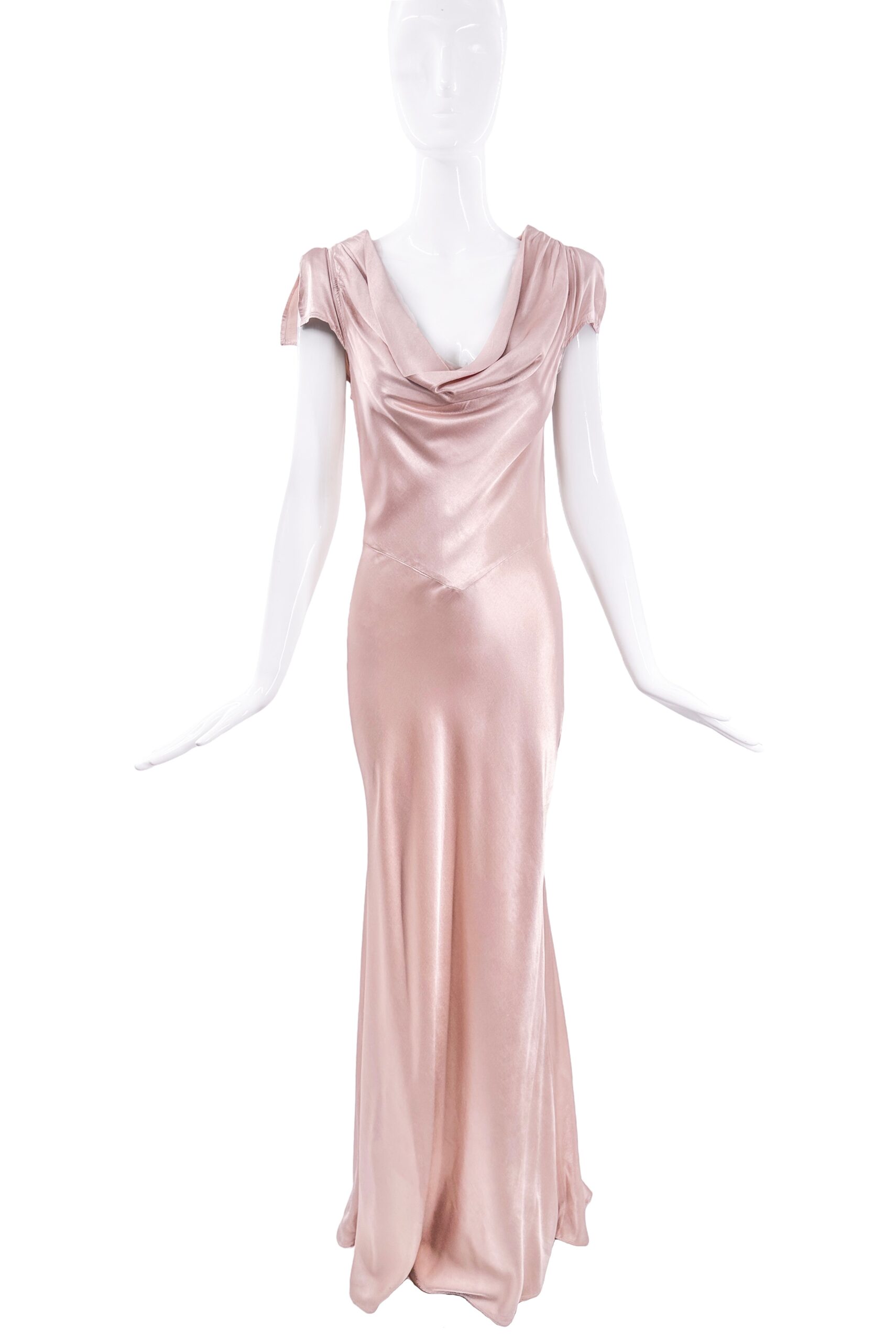 Ghost Pink Silk Draped Dress Gown Ghost Pink Silk Draped Dress Gown