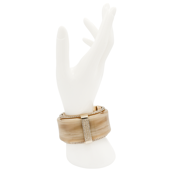 Valentino Gold Marble Pavé Crystal Slip On Cuff Bracelet