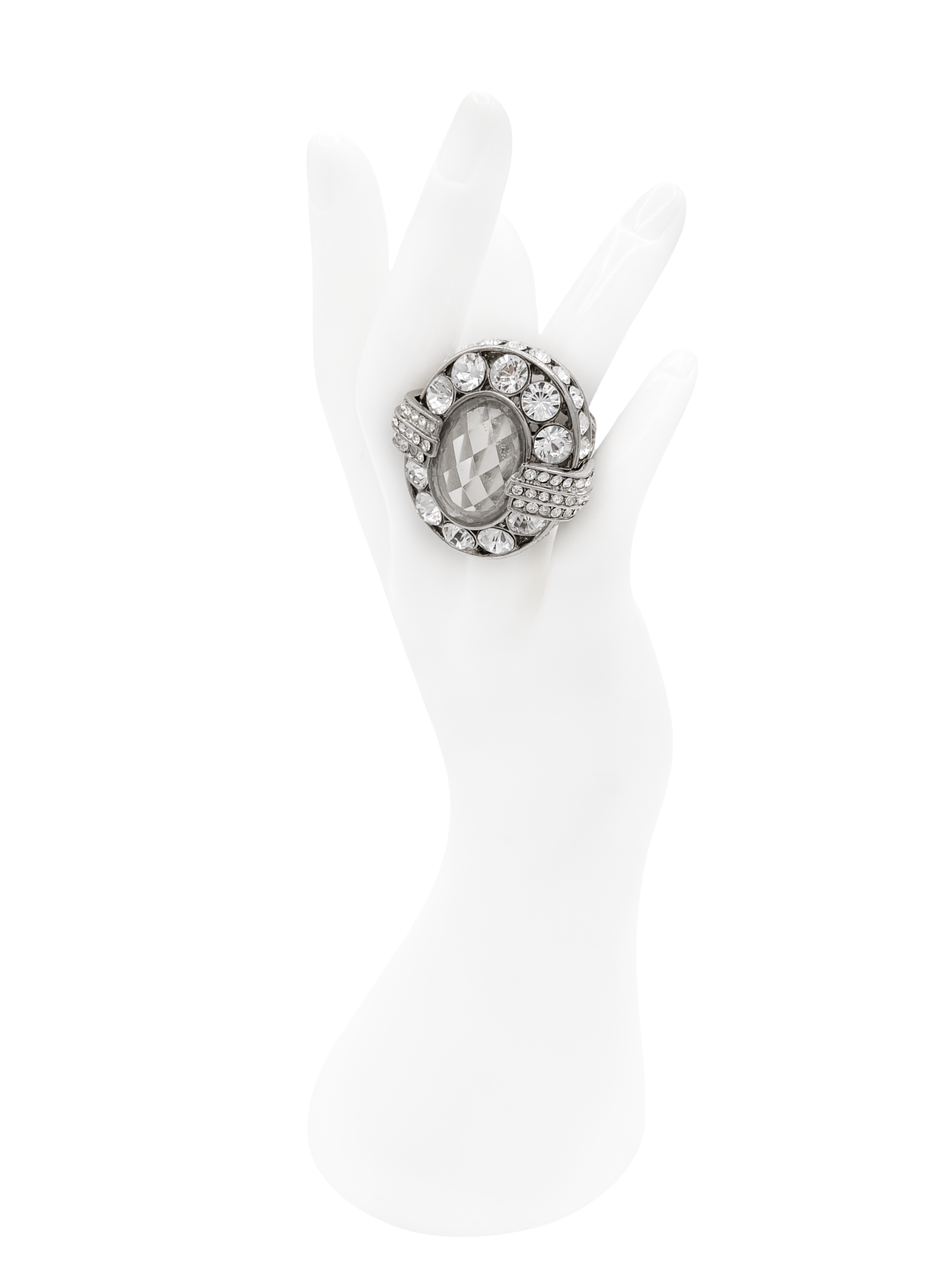 Roberto Cavalli Silver Rhinestone Oversized Cocktail Ring Roberto Cavalli Silver Rhinestone Oversized Cocktail Ring