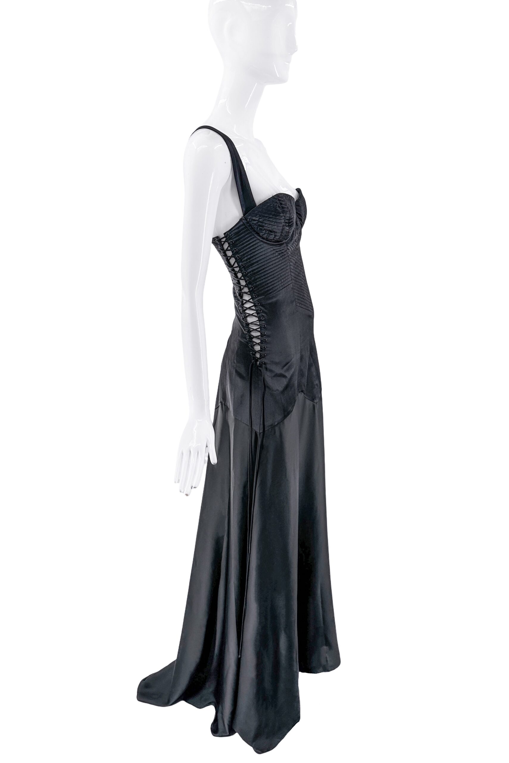 Kiki De Montparnasse Black Ribbed Corset Gown Kiki De Montparnasse Black Ribbed Corset Gown