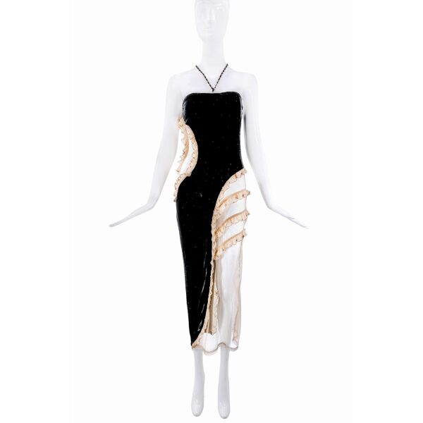 God Save Queens Black Mesh Ruffle Dress Gown