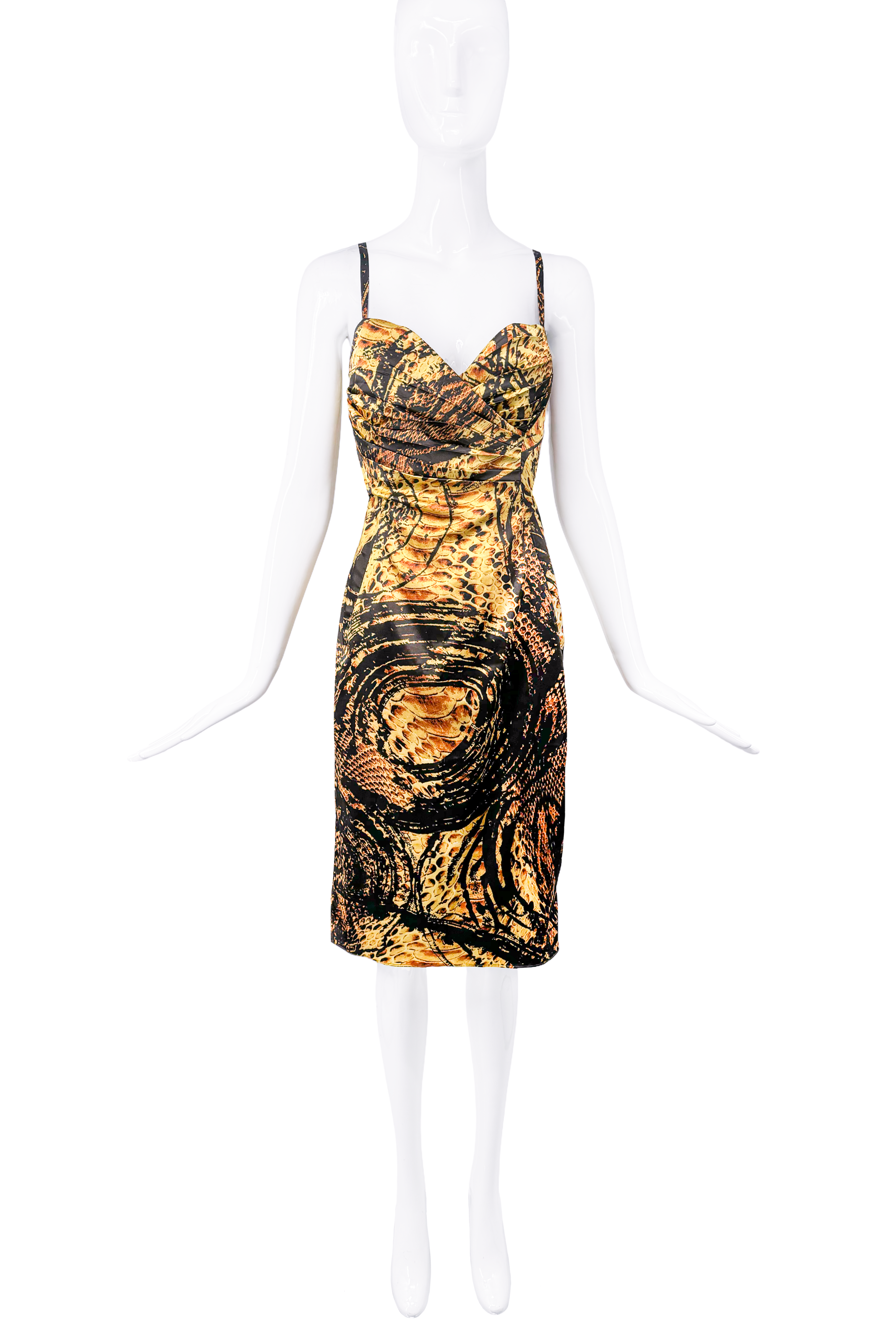 Roberto Cavalli Yellow Black Abstract Print Dress Roberto Cavalli Yellow Black Abstract Print Dress