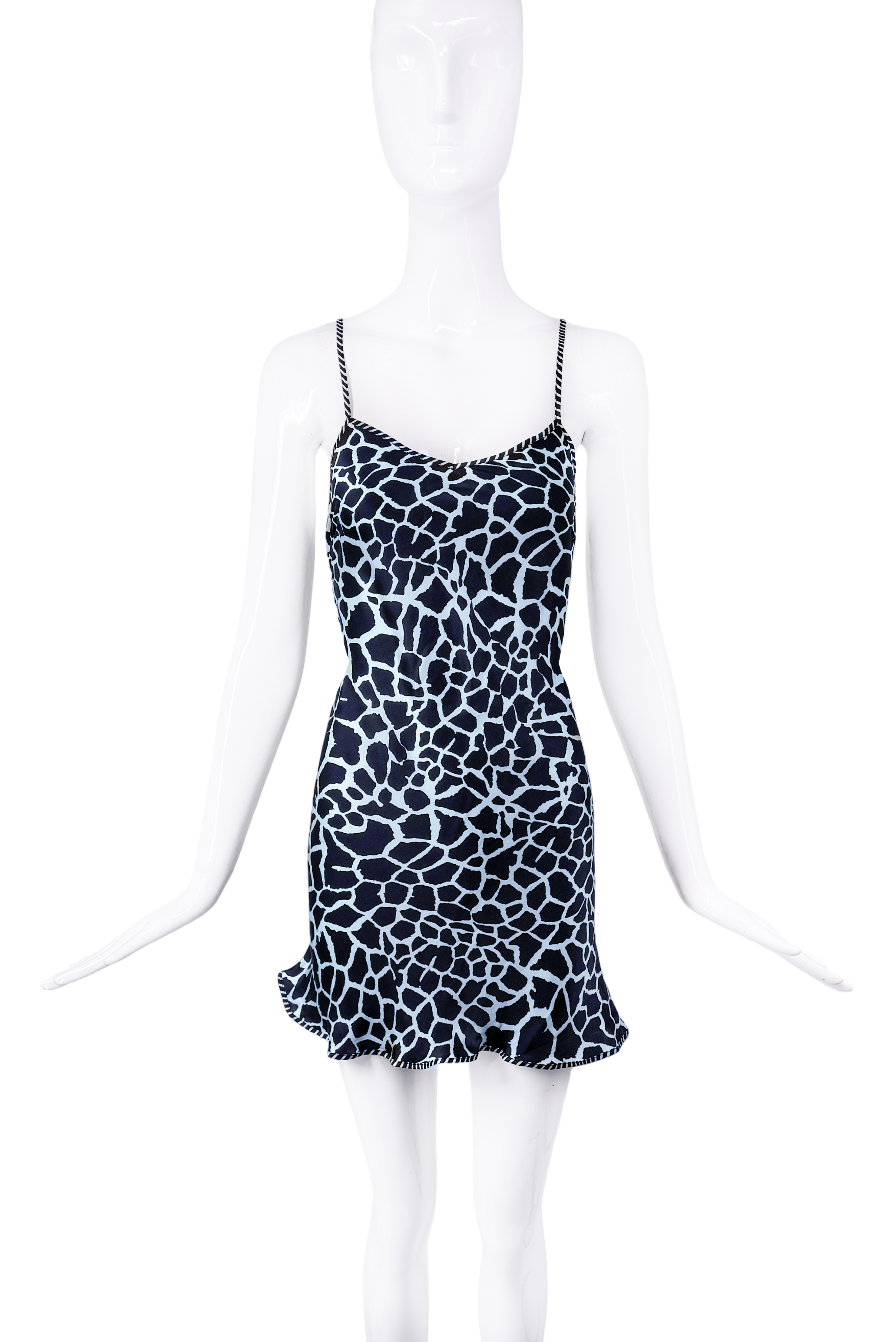 Roberto Cavalli Blue Black Cheetah Print Mini Slip Dress Roberto Cavalli Blue Black Cheetah Print Mini Slip Dress