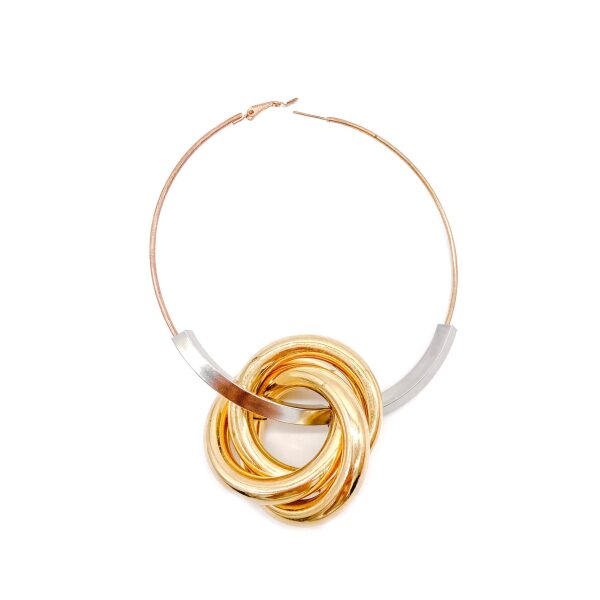 Statement Metallic Hoop Earring with Gold Coiled Ring Detail