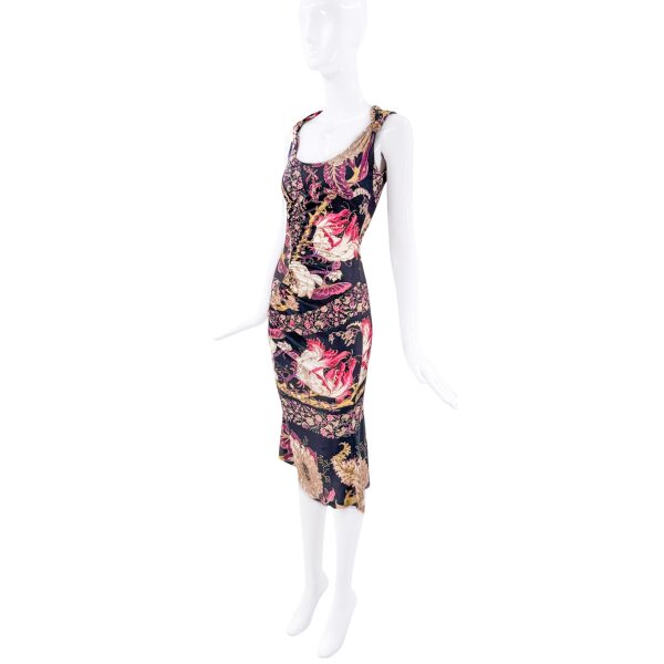 Roberto Cavalli Multi Color Floral Print Midi Dress