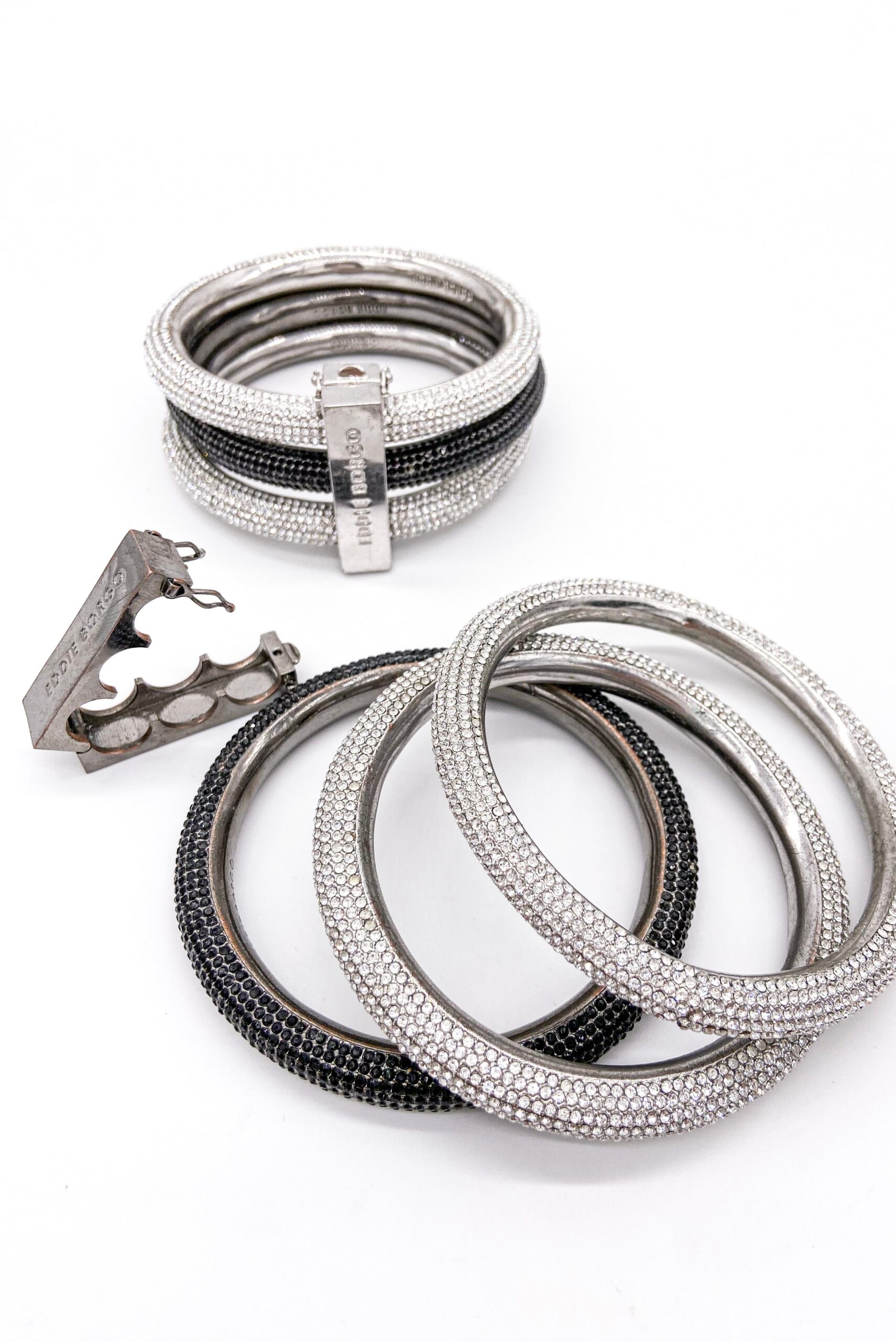 Eddie Borgo Gunmetal Silver Interchangeable Pavé Crystal Stacked Bracelets Eddie Borgo Gunmetal Silver Interchangeable Pavé Crystal Stacked Bracelets