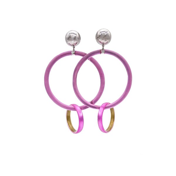 Alexis Bittar Pink Double Hoop Resin Earrings