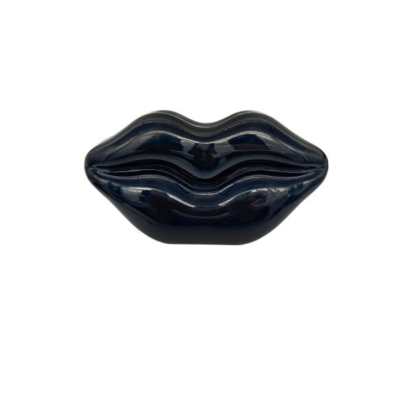 Vintage Black Lucite Sealed Lips Clutch