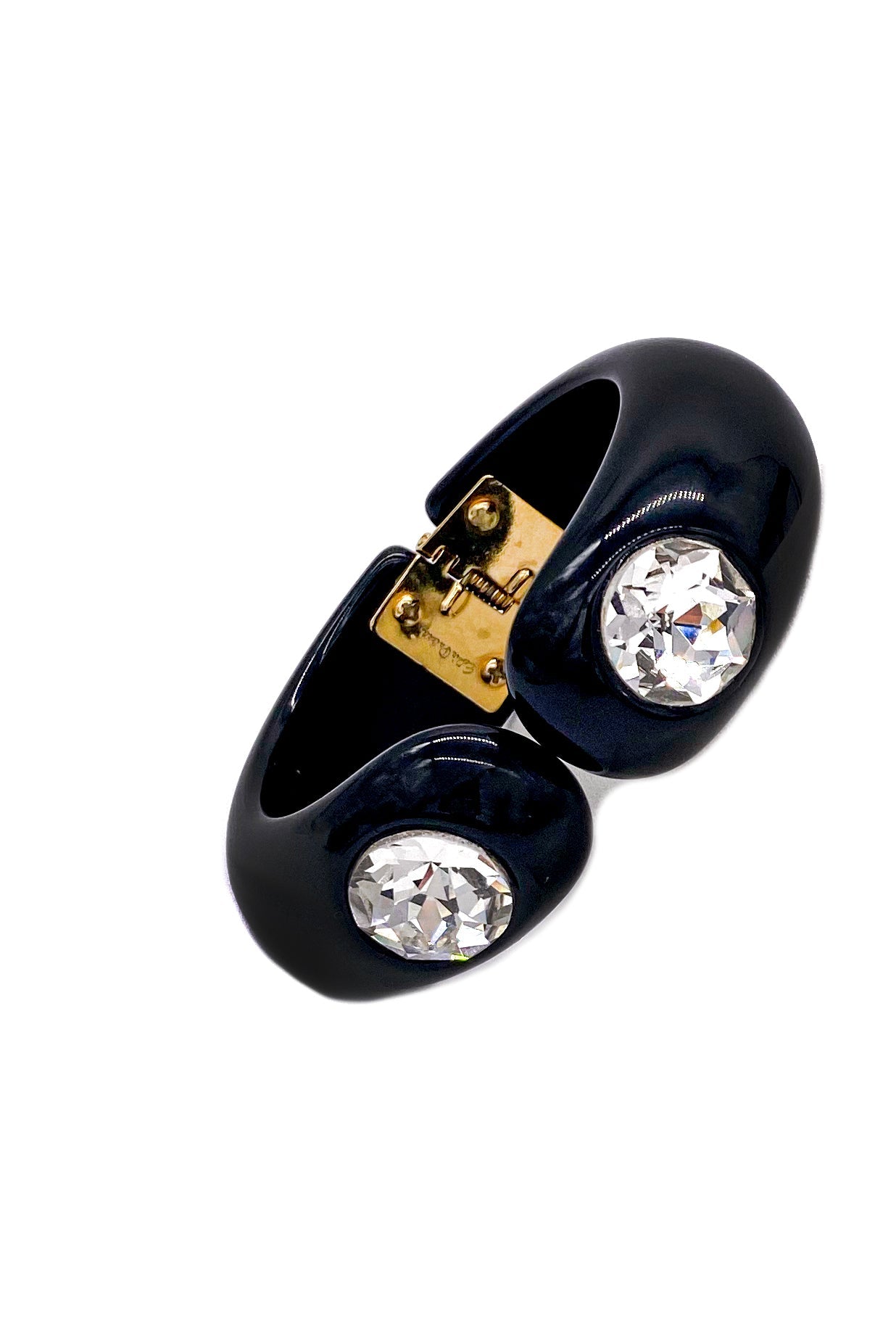 Edie Parker Black Cuff Bracelet with Crystal Detail Edie Parker Black Cuff Bracelet with Crystal Detail