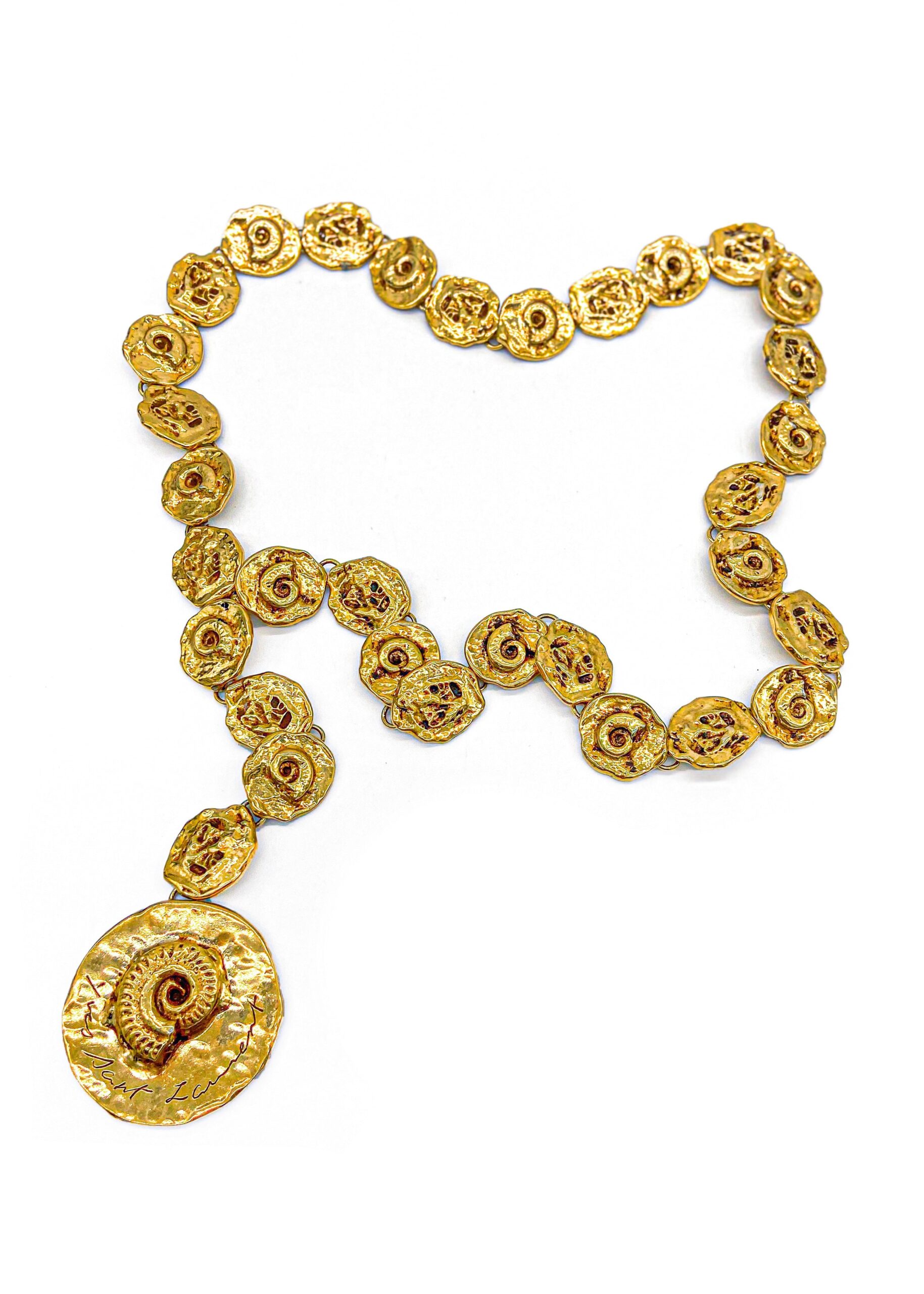 Yves Saint Laurent Gold Medallion Belt with Seashell Detail Yves Saint Laurent Gold Medallion Belt with Seashell Detail