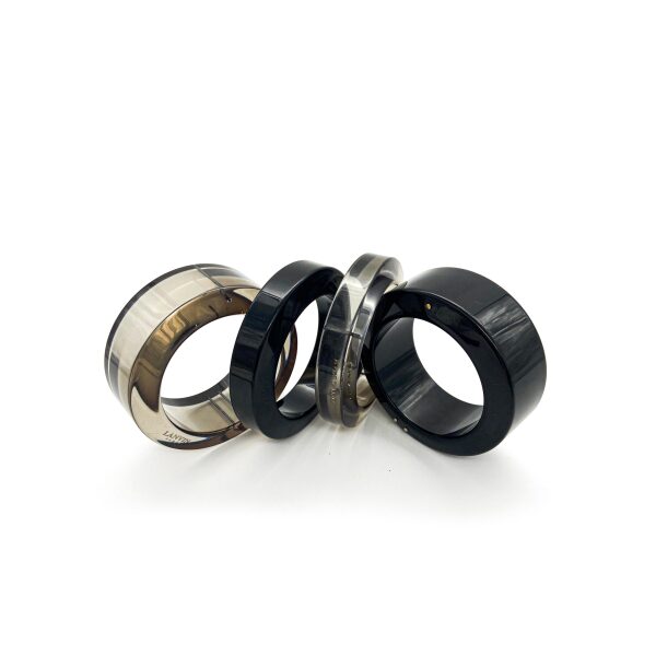 Lanvin Black and Grey Lucite Statement Bangle Collection