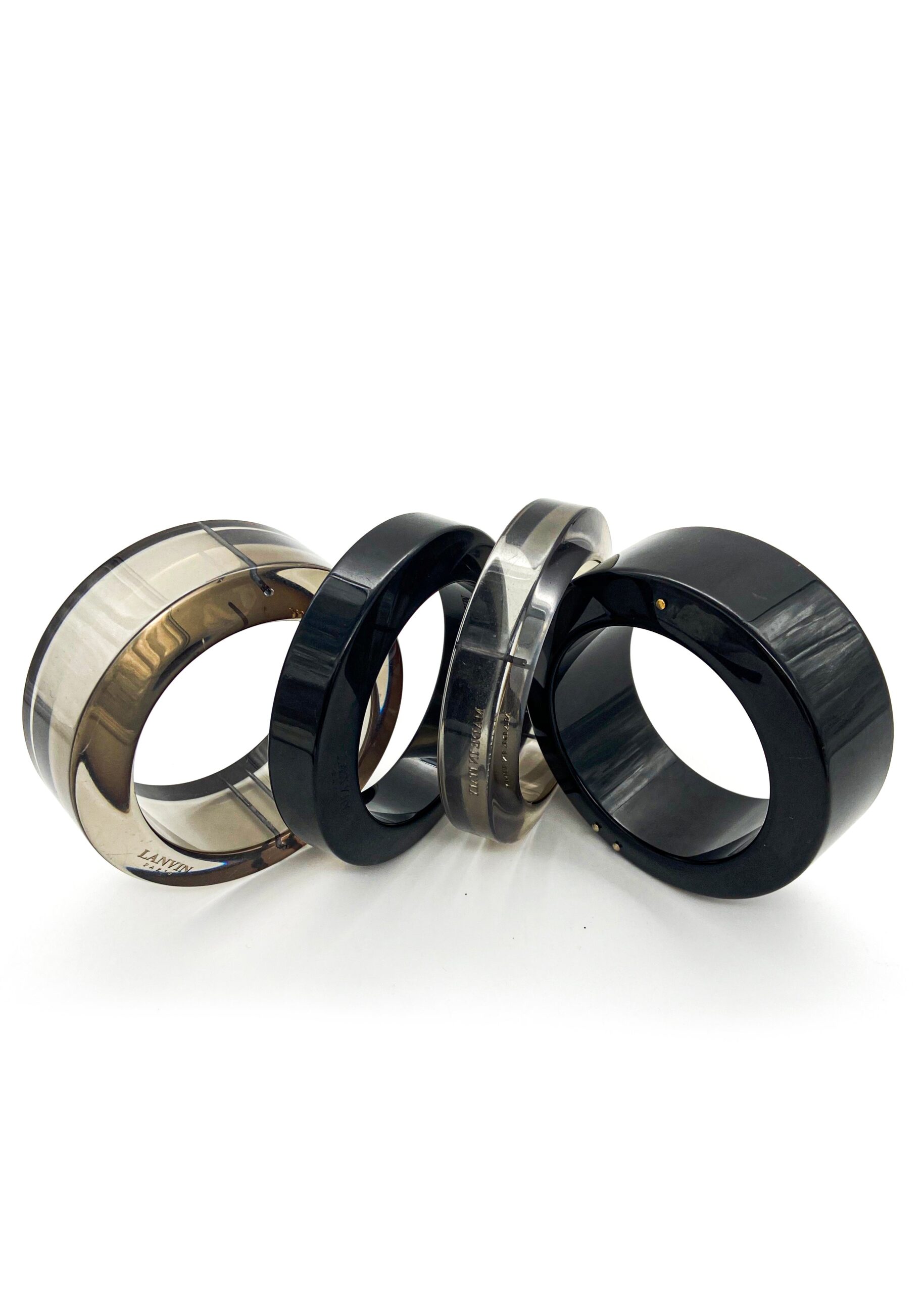 Lanvin Black and Grey Lucite Statement Bangle Collection Lanvin Black and Grey Lucite Statement Bangle Collection
