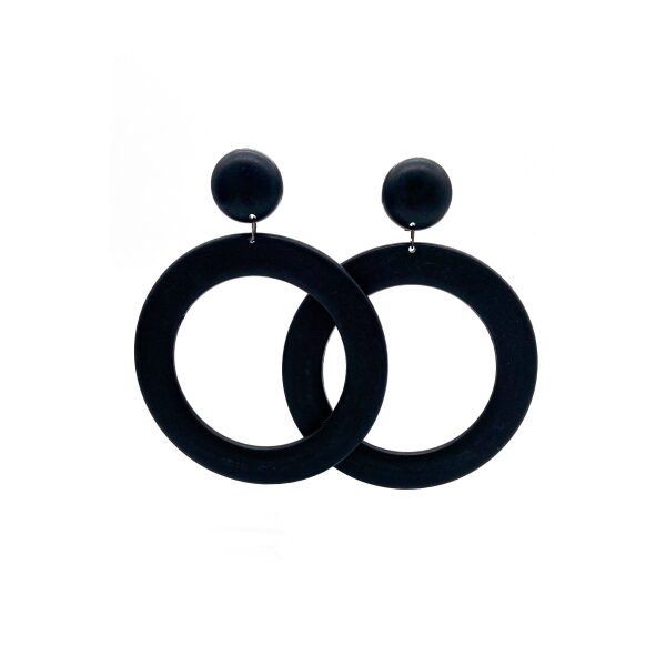 Oversized Black Matte Graphic Hoop Earrings