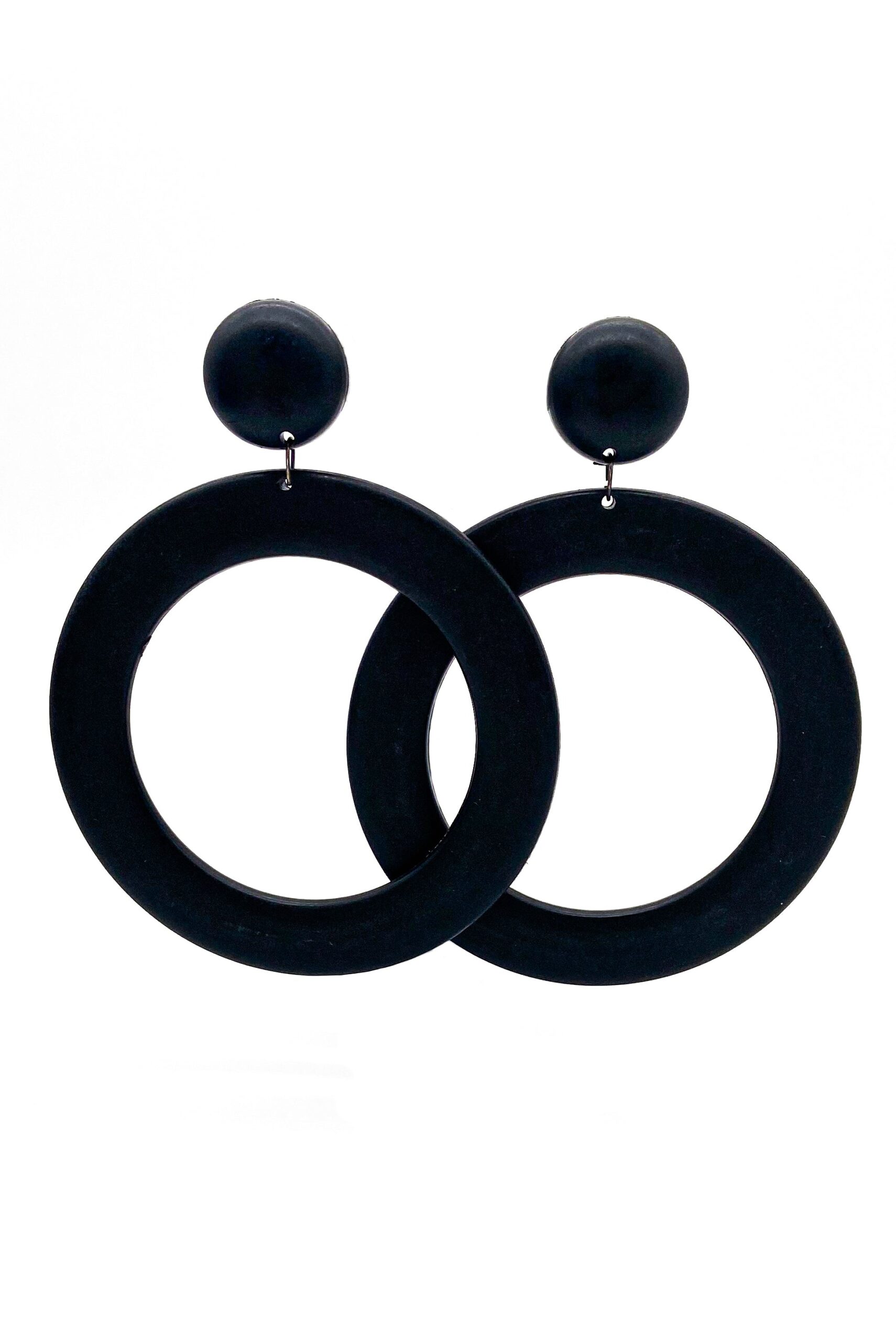 Oversized Black Matte Graphic Hoop Earrings Oversized Black Matte Graphic Hoop Earrings