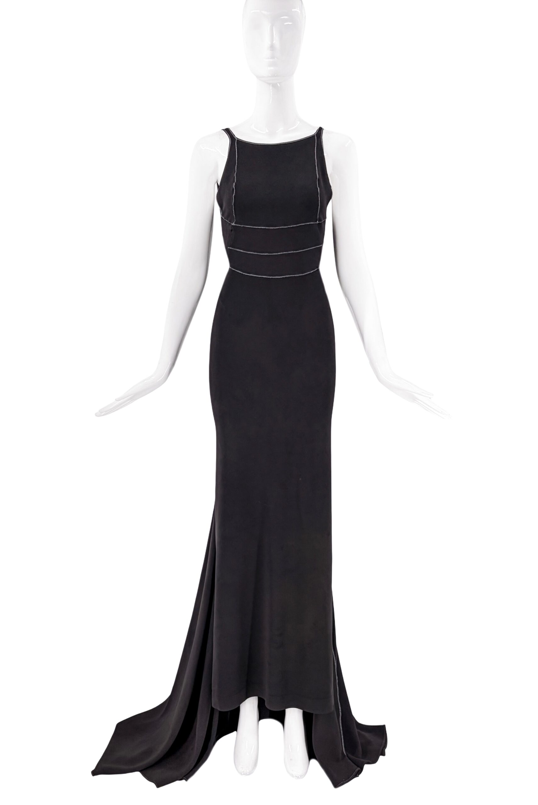 DSquared Black Stitched Draped Waterfall Gown DSquared Black Stitched Draped Waterfall Gown