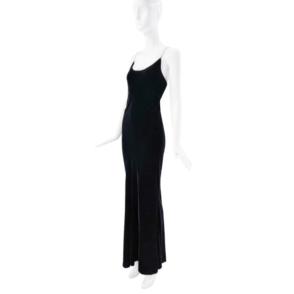 Jean Paul Gaultier Black Velvet Crystal Chain Slip Gown