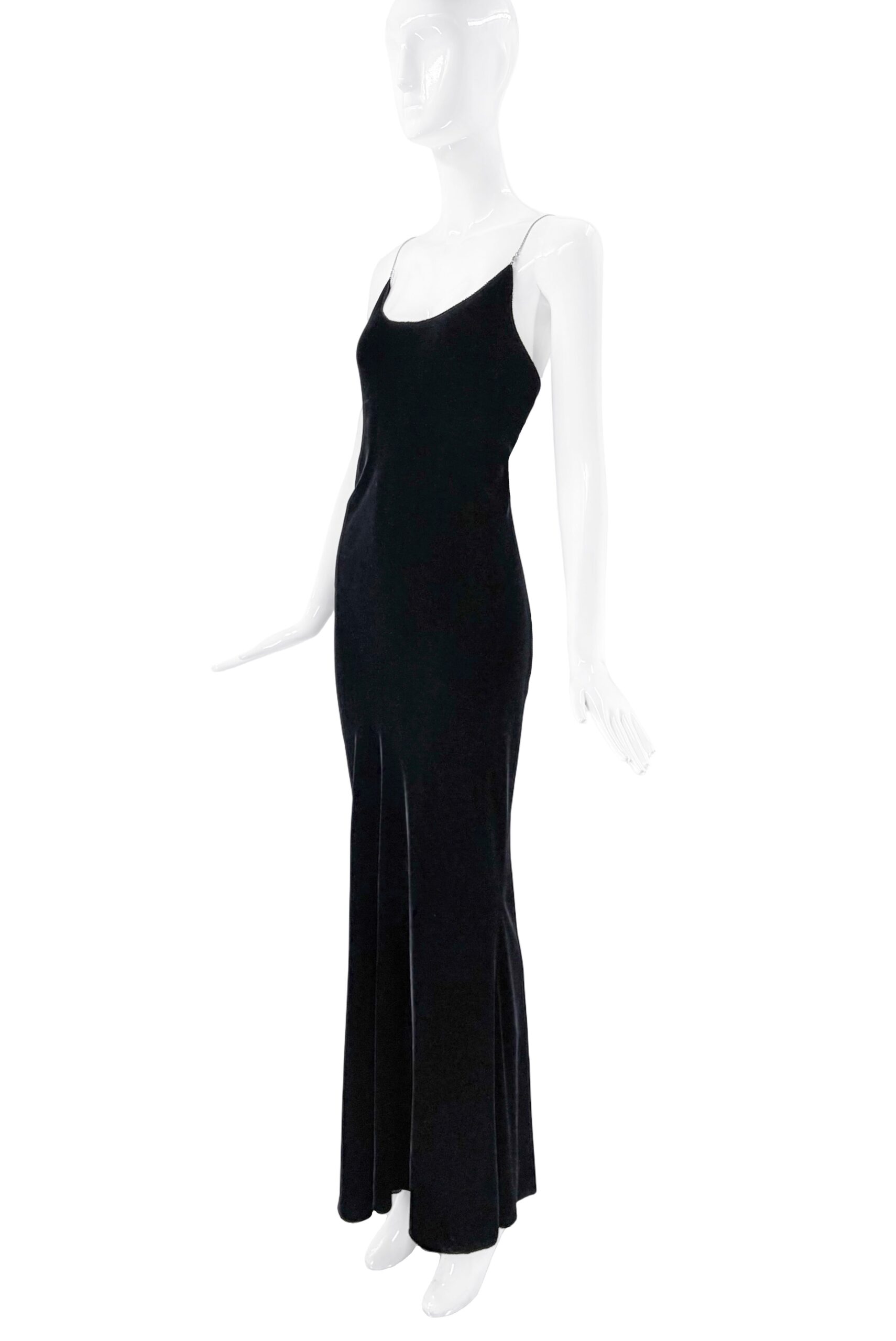 Jean Paul Gaultier Black Velvet Crystal Chain Slip Gown Jean Paul Gaultier Black Velvet Crystal Chain Slip Gown