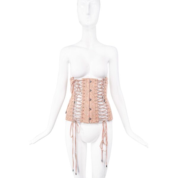 Jean Paul Gaultier Pink Nude Floral Print Corset Top Runway 2004