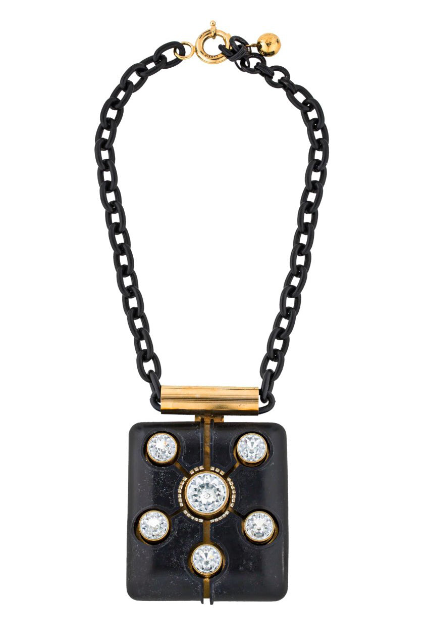Lanvin Black Square Oversized Crystal Pendant Necklace FW2009 Lanvin Black Square Oversized Crystal Pendant Necklace FW2009