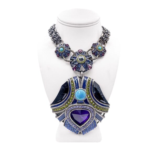 Lanvin Blue Maharaja Crown Jewel Pendant Necklace SS2010