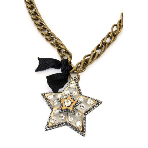 Lanvin Crystal and Lucite Star Necklace / Broach