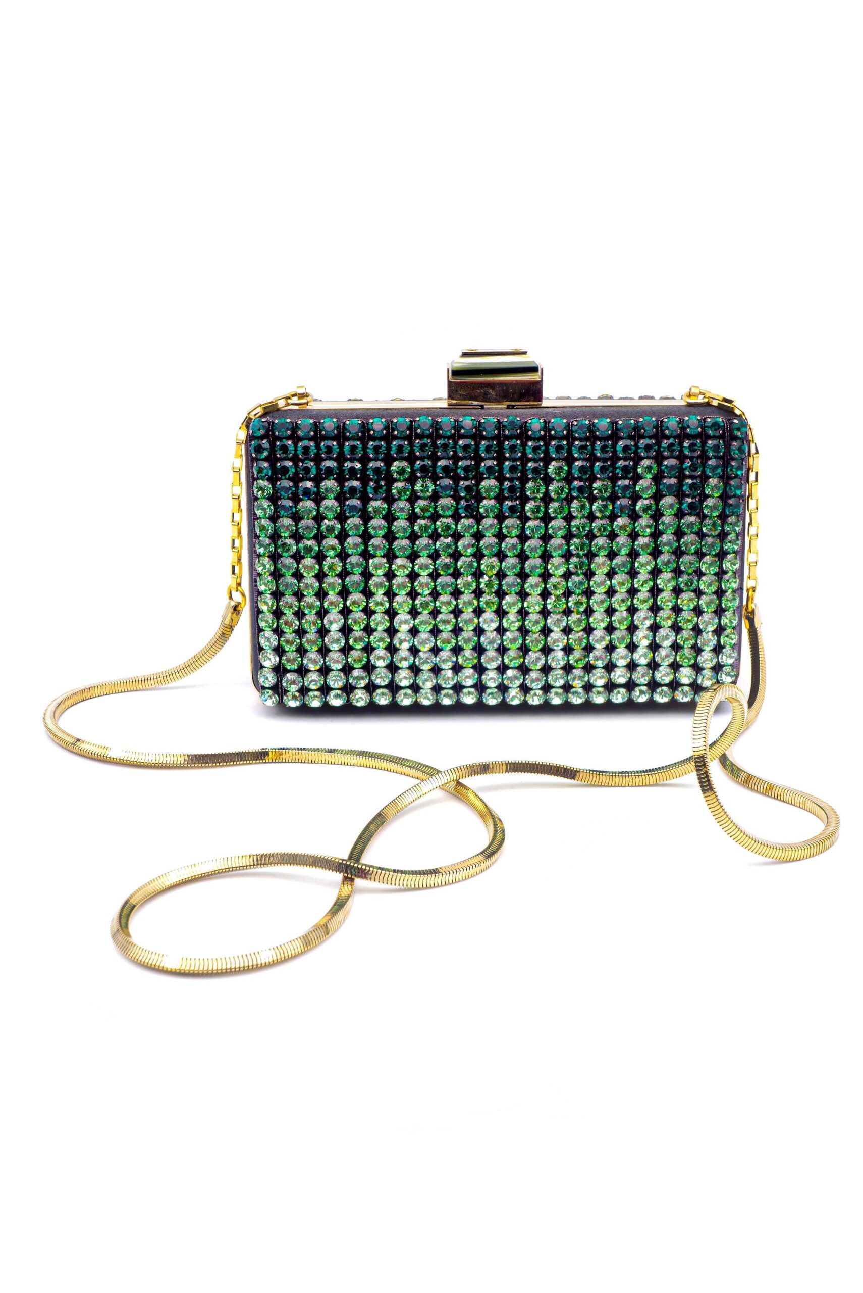 Lanvin Minaudière Clutch with Ombré Green Graduating Crystals Lanvin Minaudière Clutch with Ombré Green Graduating Crystals