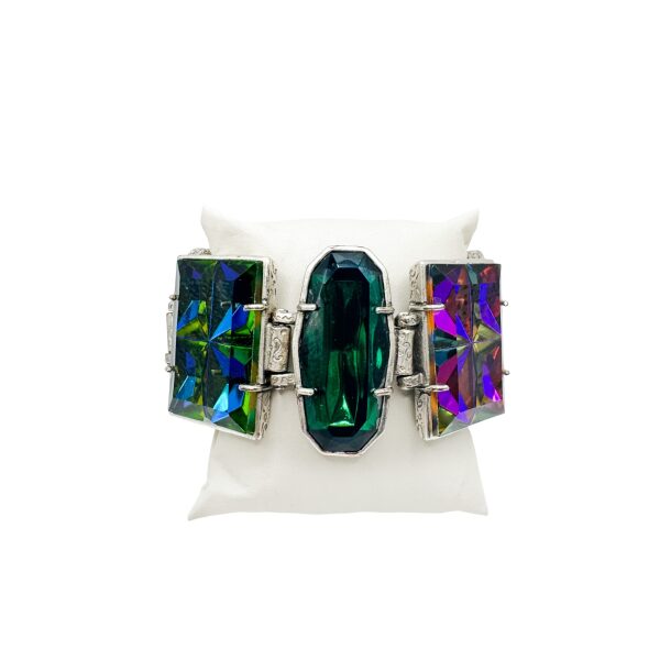 Jean Paul Gaultier Multi Color Prism Crystal Silver Bracelet