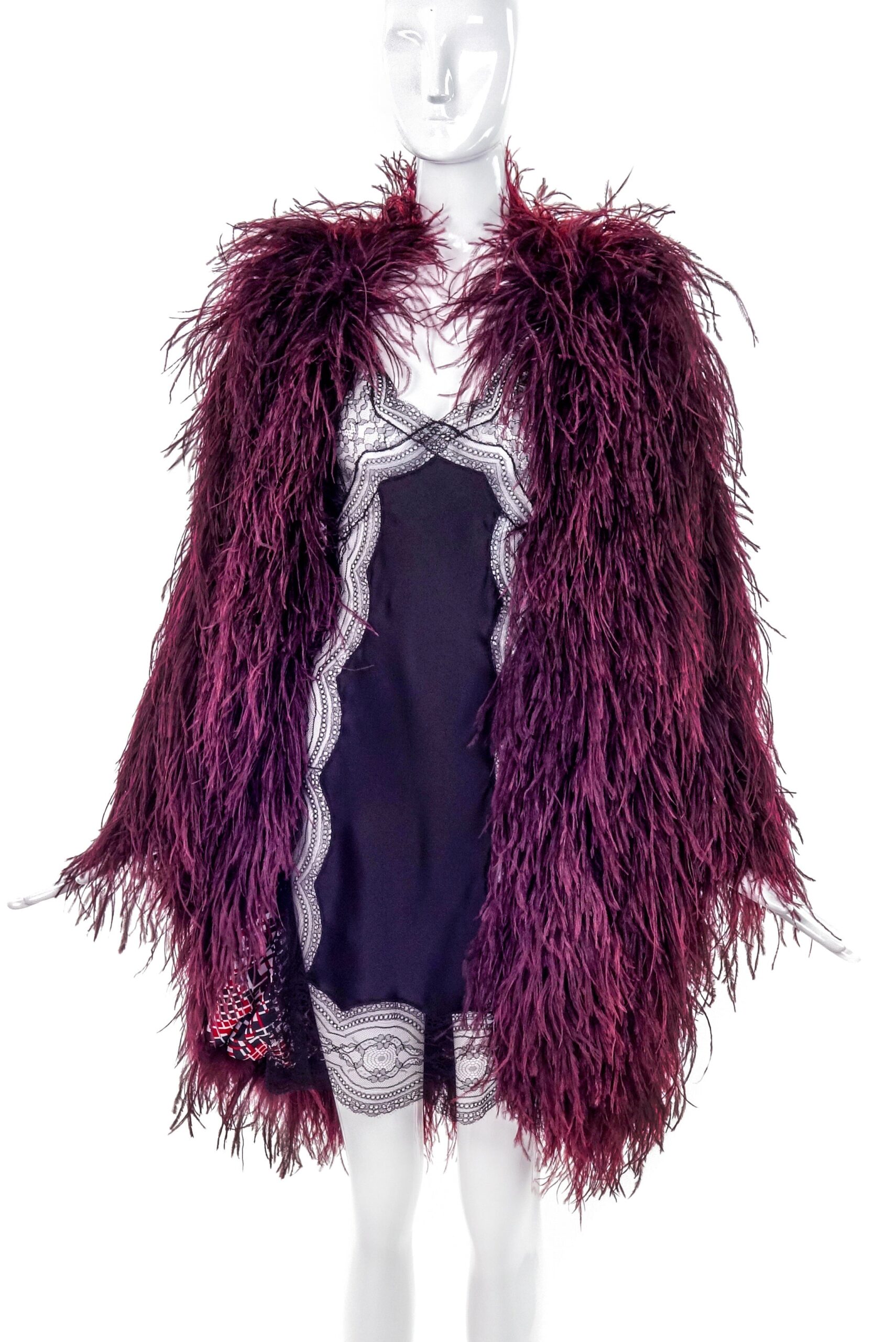 Vintage Burgundy Maroon Ostrich Feather Jacket Vintage Burgundy Maroon Ostrich Feather Jacket