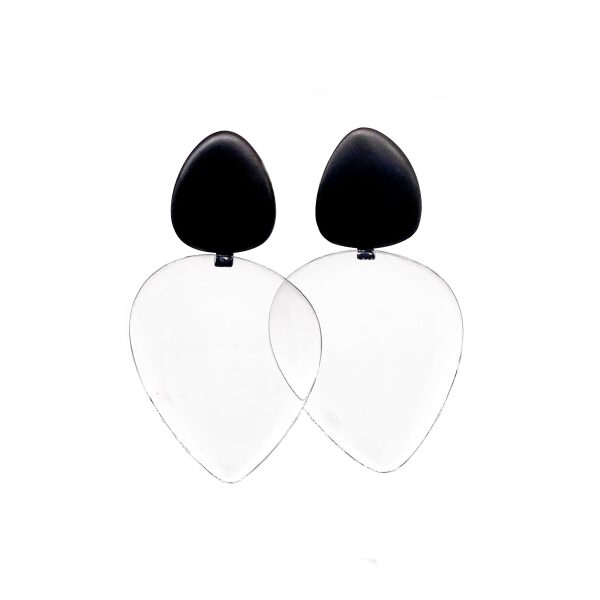 Monies Oversized Oval Lucite and Black Ebony Earrings