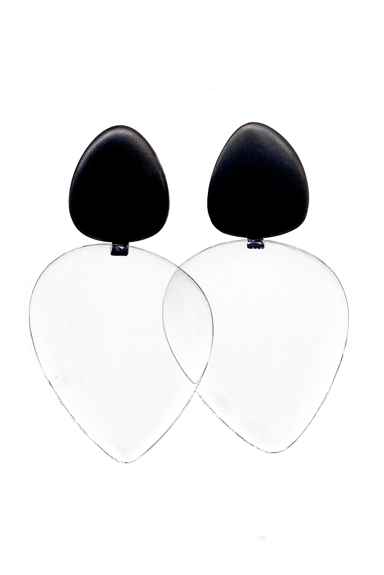 Monies Oversized Oval Lucite and Black Ebony Earrings Monies Oversized Oval Lucite and Black Ebony Earrings