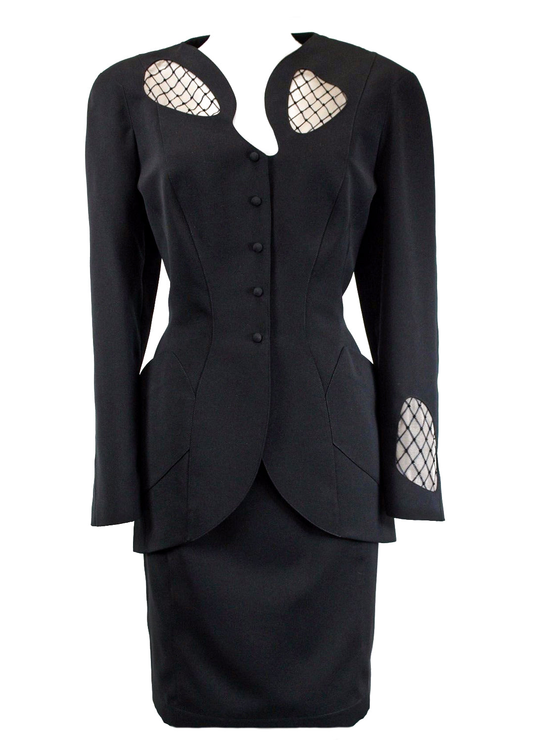 Thierry Mugler Black Suit with Cut-Out Details and Netting Thierry Mugler Black Suit with Cut-Out Details and Netting